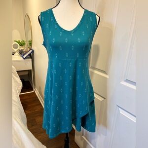 FIG Turquoise Sleeveless Dress Size M | V-Neck Wrap Hem